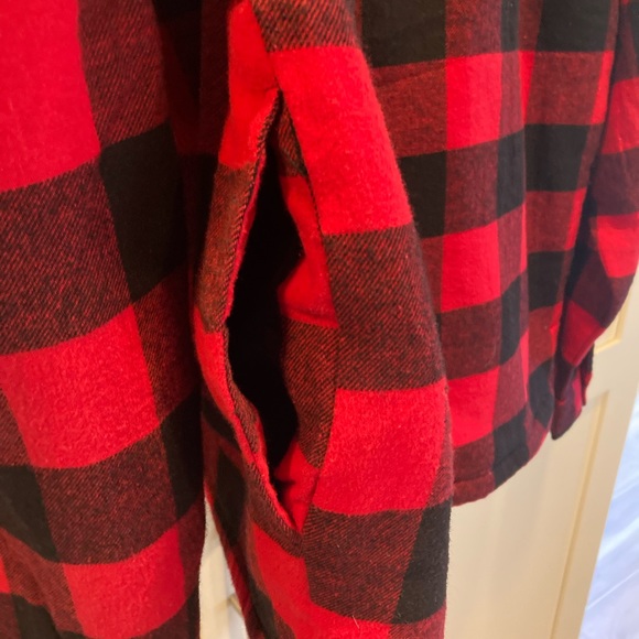 NWT Lucky Brand red & black, fleece lined jacket with pockets & button up front - Picture 4 of 9
